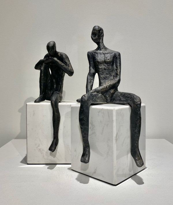 Escultura de Bronce y Mármol "Le Penseur" XL